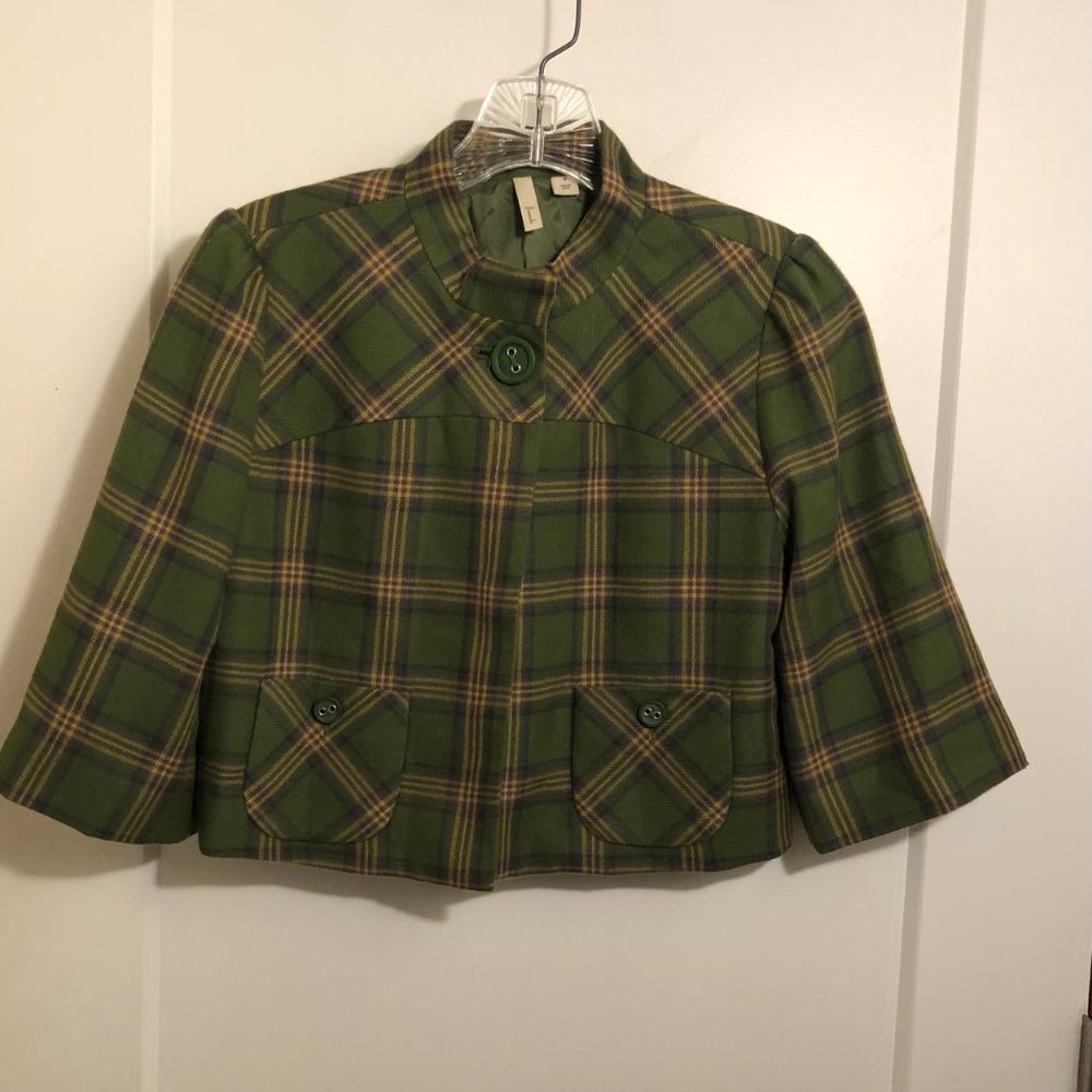 Frenchi plaid cropped 3 quarter jacket